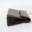Salvatore Ferragamo Chain Shoulder Bag Leather Dark Brown Gold Auth 195566-4