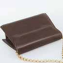 Salvatore Ferragamo Chain Shoulder Bag Leather Dark Brown Gold Auth 195566-6