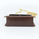Salvatore Ferragamo Chain Shoulder Bag Leather Dark Brown Gold Auth 195566-5