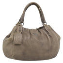 PRADA Hand Bag Vittero Dino Leather Brown Silver Auth 195567A-1
