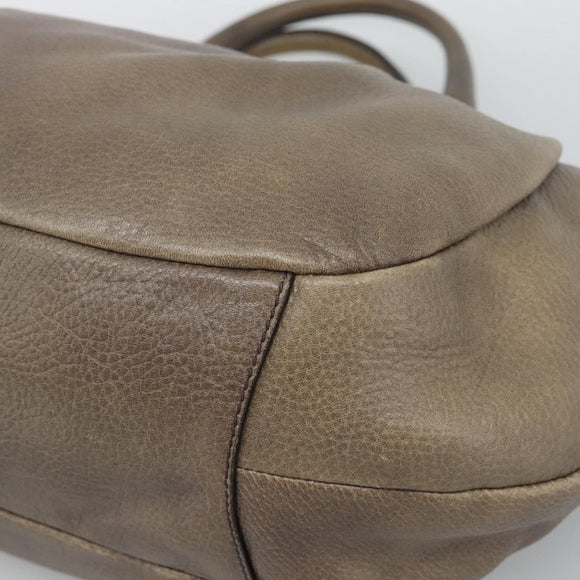 PRADA Hand Bag Vittero Dino Leather Brown Silver Auth 195567A