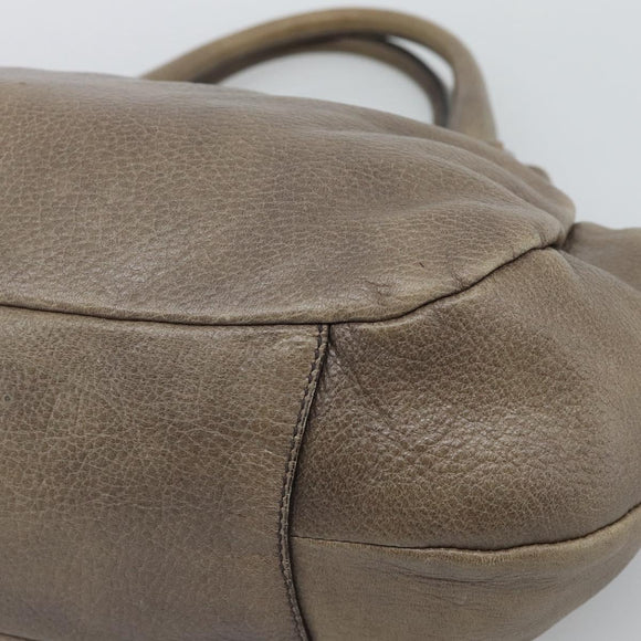 PRADA Hand Bag Vittero Dino Leather Brown Silver Auth 195567A