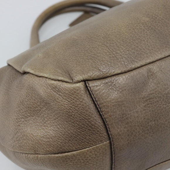 PRADA Hand Bag Vittero Dino Leather Brown Silver Auth 195567A