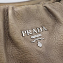 PRADA Hand Bag Vittero Dino Leather Brown Silver Auth 195567A-17