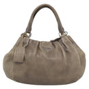 PRADA Hand Bag Vittero Dino Leather Brown Silver Auth 195567A-13
