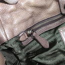 PRADA Hand Bag Vittero Dino Leather Brown Silver Auth 195567A-21
