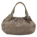PRADA Hand Bag Vittero Dino Leather Brown Silver Auth 195567A-2