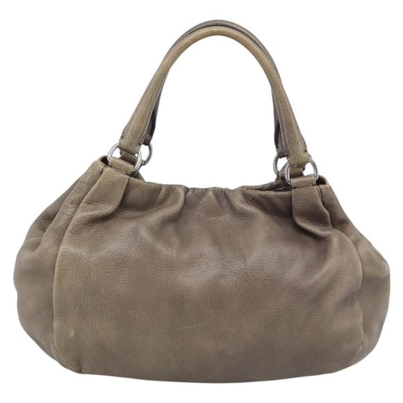 PRADA Hand Bag Vittero Dino Leather Brown Silver Auth 195567A