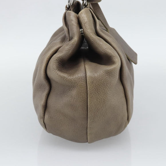 PRADA Hand Bag Vittero Dino Leather Brown Silver Auth 195567A