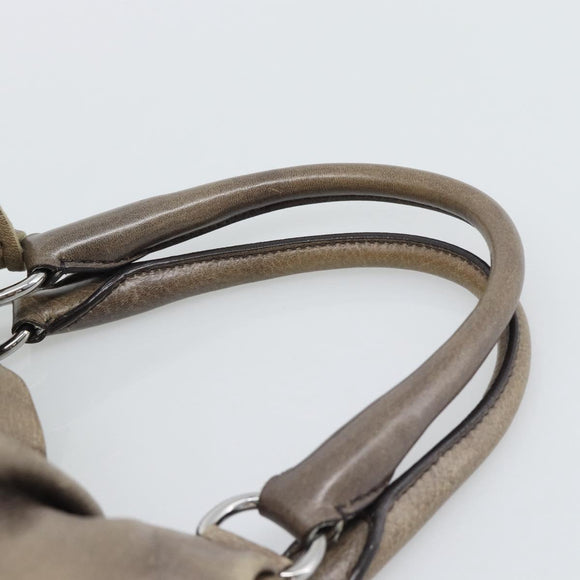 PRADA Hand Bag Vittero Dino Leather Brown Silver Auth 195567A