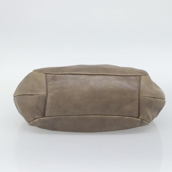 PRADA Hand Bag Vittero Dino Leather Brown Silver Auth 195567A