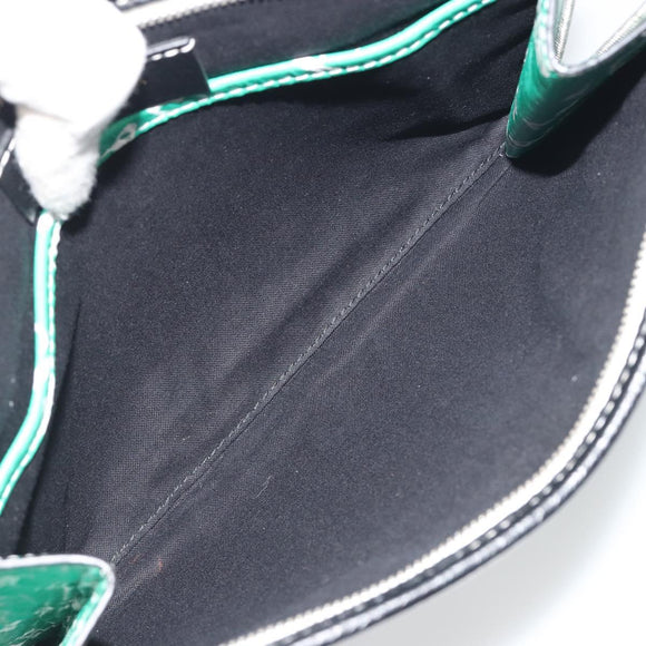 BALENCIAGA Clutch Bag Leather Green Silver 476046 Auth 195575A