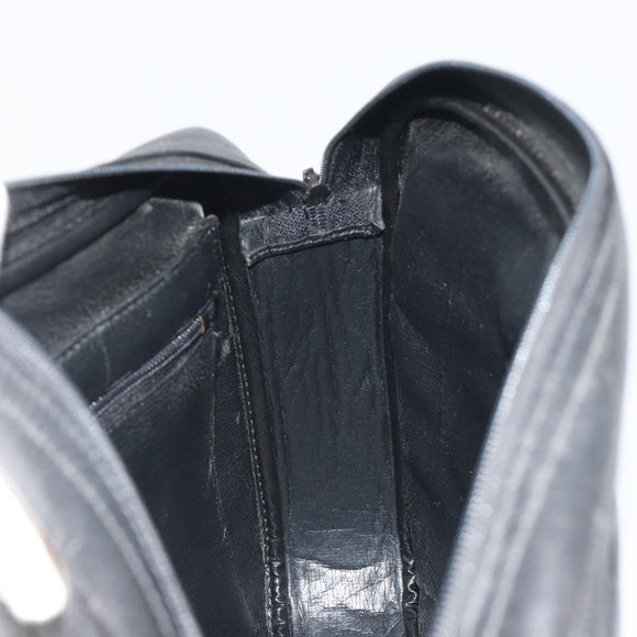 Christian Dior Tote Bag Leather Black Gold Auth 195576A