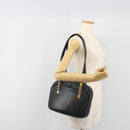 Christian Dior Tote Bag Leather Black Gold Auth 195576A-24