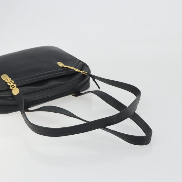 Christian Dior Tote Bag Leather Black Gold Auth 195576A