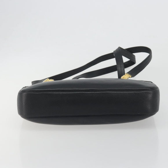 Christian Dior Tote Bag Leather Black Gold Auth 195576A