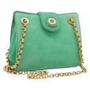 TIFFANY&Co. Chain Shoulder Bag Suede Green Gold Auth 195577-1
