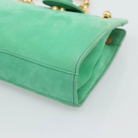 TIFFANY&Co. Chain Shoulder Bag Suede Green Gold Auth 195577