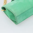 TIFFANY&Co. Chain Shoulder Bag Suede Green Gold Auth 195577-14