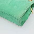 TIFFANY&Co. Chain Shoulder Bag Suede Green Gold Auth 195577-15