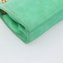 TIFFANY&Co. Chain Shoulder Bag Suede Green Gold Auth 195577-16