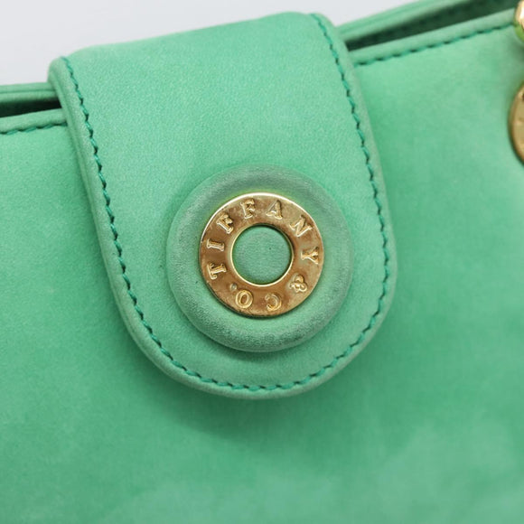TIFFANY&Co. Chain Shoulder Bag Suede Green Gold Auth 195577