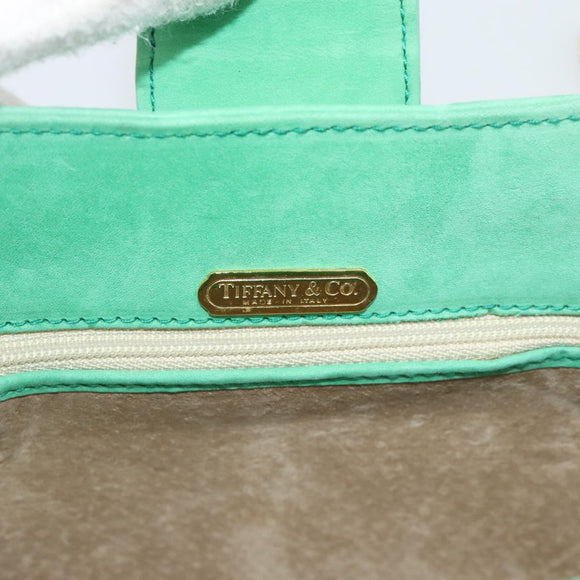 TIFFANY&Co. Chain Shoulder Bag Suede Green Gold Auth 195577