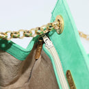 TIFFANY&Co. Chain Shoulder Bag Suede Green Gold Auth 195577-20