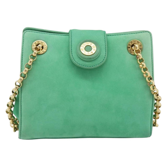 TIFFANY&Co. Chain Shoulder Bag Suede Green Gold Auth 195577