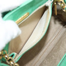TIFFANY&Co. Chain Shoulder Bag Suede Green Gold Auth 195577-12