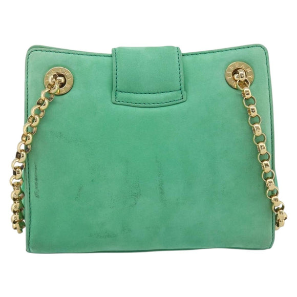 TIFFANY&Co. Chain Shoulder Bag Suede Green Gold Auth 195577