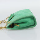 TIFFANY&Co. Chain Shoulder Bag Suede Green Gold Auth 195577-3