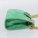 TIFFANY&Co. Chain Shoulder Bag Suede Green Gold Auth 195577-4