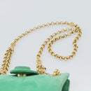 TIFFANY&Co. Chain Shoulder Bag Suede Green Gold Auth 195577-8