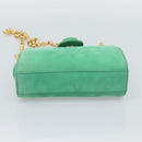 TIFFANY&Co. Chain Shoulder Bag Suede Green Gold Auth 195577-5
