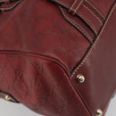 GUCCI GG Canvas Guccissima Boston Bag Leather Red Gold 163290 Auth 195581A-14