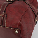 GUCCI GG Canvas Guccissima Boston Bag Leather Red Gold 163290 Auth 195581A-15