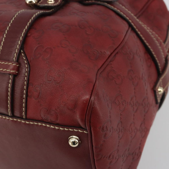 GUCCI GG Canvas Guccissima Boston Bag Leather Red Gold 163290 Auth 195581A