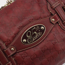 GUCCI GG Canvas Guccissima Boston Bag Leather Red Gold 163290 Auth 195581A-17