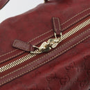 GUCCI GG Canvas Guccissima Boston Bag Leather Red Gold 163290 Auth 195581A-10