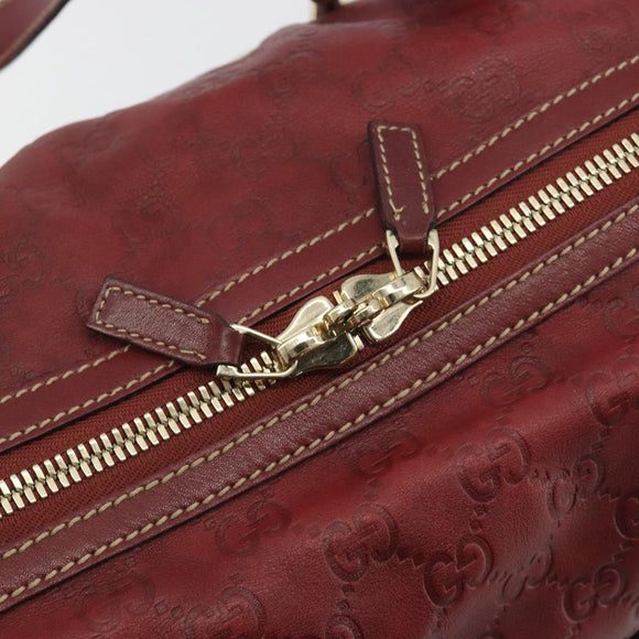 GUCCI GG Canvas Guccissima Boston Bag Leather Red Gold 163290 Auth 195581A