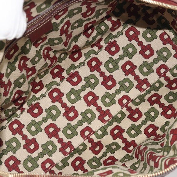 GUCCI GG Canvas Guccissima Boston Bag Leather Red Gold 163290 Auth 195581A