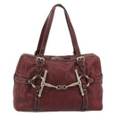 GUCCI GG Canvas Guccissima Boston Bag Leather Red Gold 163290 Auth 195581A-13