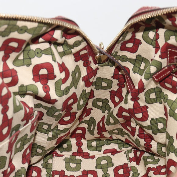 GUCCI GG Canvas Guccissima Boston Bag Leather Red Gold 163290 Auth 195581A