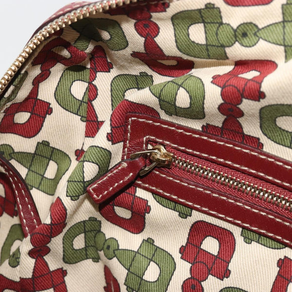 GUCCI GG Canvas Guccissima Boston Bag Leather Red Gold 163290 Auth 195581A
