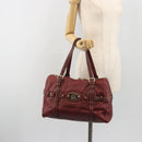 GUCCI GG Canvas Guccissima Boston Bag Leather Red Gold 163290 Auth 195581A-24