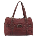 GUCCI GG Canvas Guccissima Boston Bag Leather Red Gold 163290 Auth 195581A-2