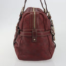 GUCCI GG Canvas Guccissima Boston Bag Leather Red Gold 163290 Auth 195581A-3
