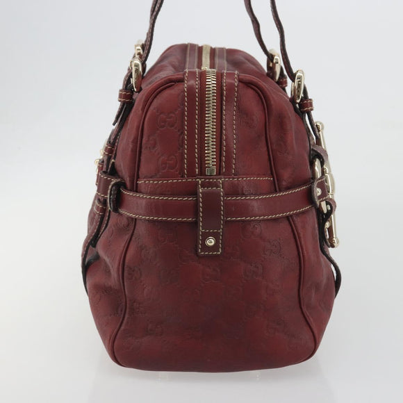 GUCCI GG Canvas Guccissima Boston Bag Leather Red Gold 163290 Auth 195581A