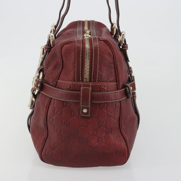 GUCCI GG Canvas Guccissima Boston Bag Leather Red Gold 163290 Auth 195581A